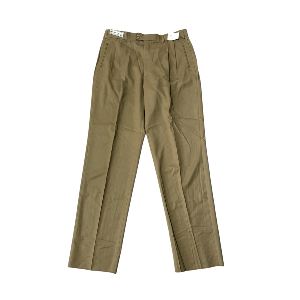 Manzini Italian Wool Pleated Khaki Beige Dress Pants Men’s Size 38 R